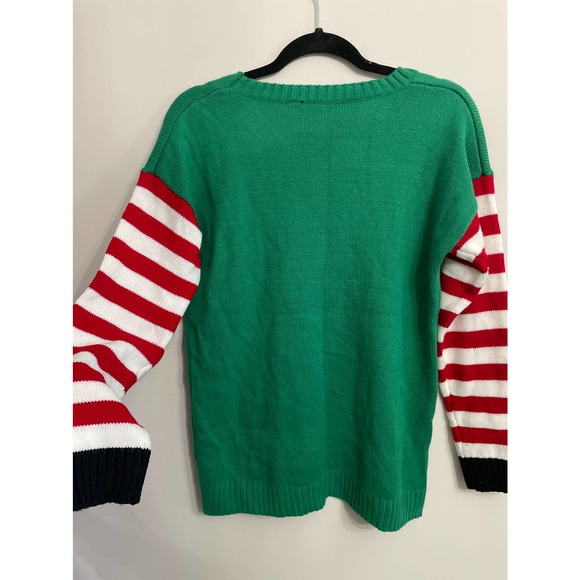 New Directions Green Bah Humbug Christmas Sweater Sz PM Knit Top - Picture 7 of 8